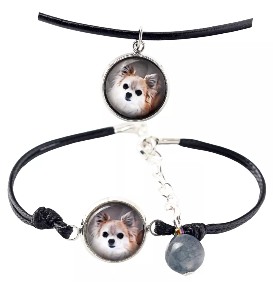 Chihuahua long-haired - a set of jewelry with your photo, handmade set, bracelet and necklace by Art.-Dog brand