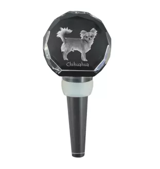 Chihuahua short-haired, Chihuahua smooth - Crystal bottle stopper, unique wine stopper with photo, personalised gift for sommelier by Art-Dog brand