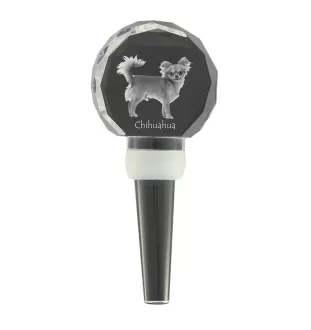 Chihuahua short-haired, Chihuahua smooth - Crystal bottle stopper, unique wine stopper with photo, personalised gift for sommelier by Art-Dog brand