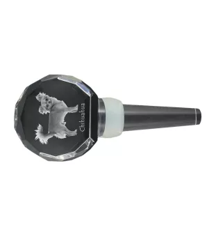 Chihuahua short-haired, Chihuahua smooth - Crystal bottle stopper, unique wine stopper with photo, personalised gift for sommelier by Art-Dog brand