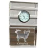 Chihuahua à poil court I - une horloge en verre avec une photo, une photo de chien dans un cristal, une horloge de bureau personnalisée de la marque Art-Dog