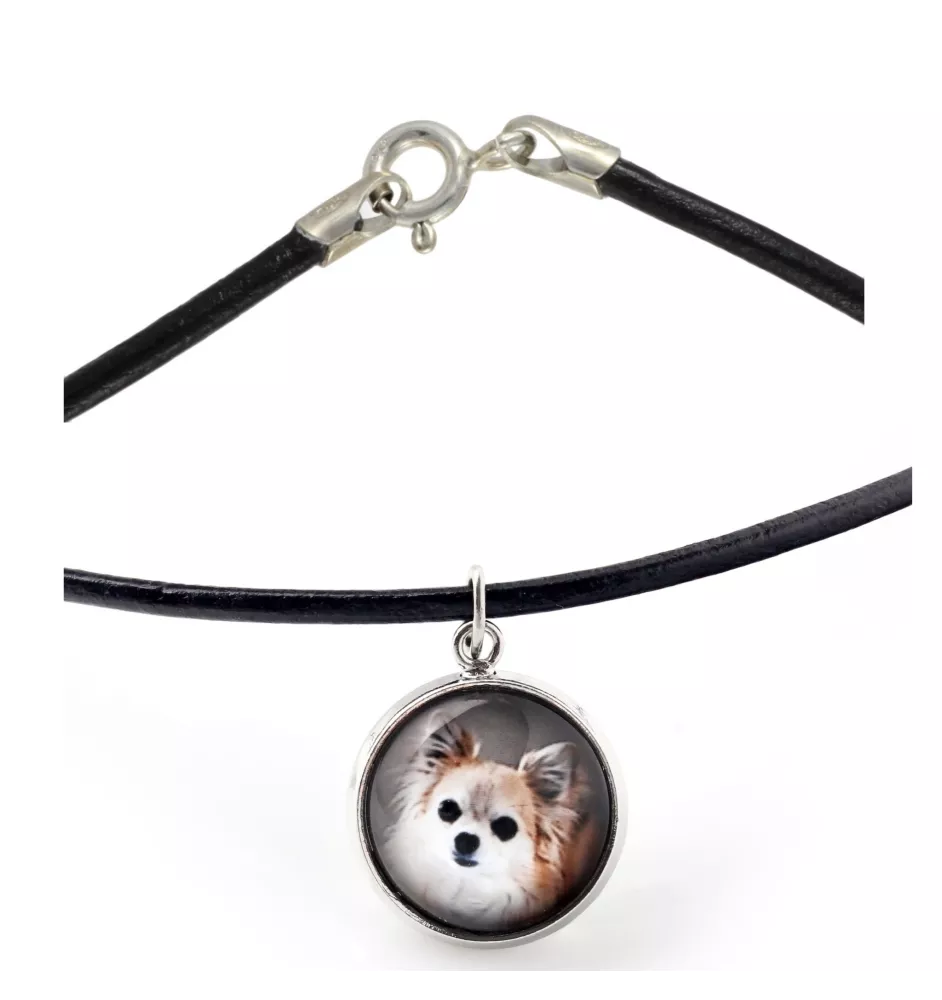 Chihuahua długowłosy naszyjnik w pudełku ze zdjęciem Art-Dog