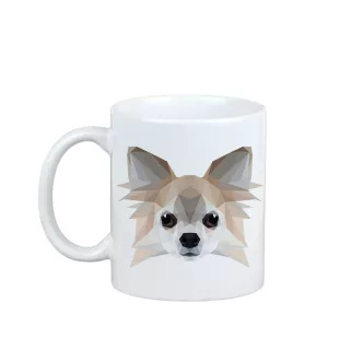 Chihuahua long-haired - cup with a geometric dog image and the inscription Art-Dog