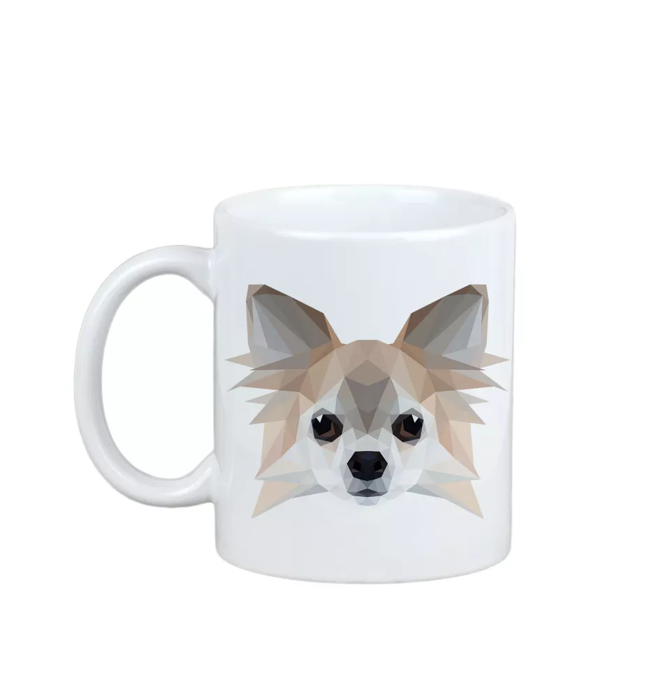 Chihuahua long-haired - cup with a geometric dog image and the inscription Art-Dog