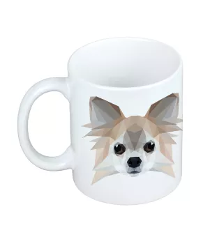 Chihuahua long-haired - cup with a geometric dog image and the inscription Art-Dog