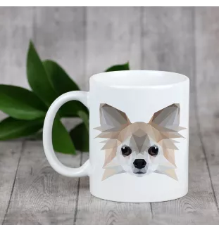 Chihuahua długowłosy kubek geometryczny Art-Dog