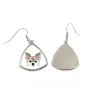 Chihuahua à poil long - boucles d'oreilles avec une photo et un motif de chien géométrique Art-Dog