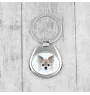 Chihuahua long-haired - geometric keychain with a photo and the inscription Art-Dog