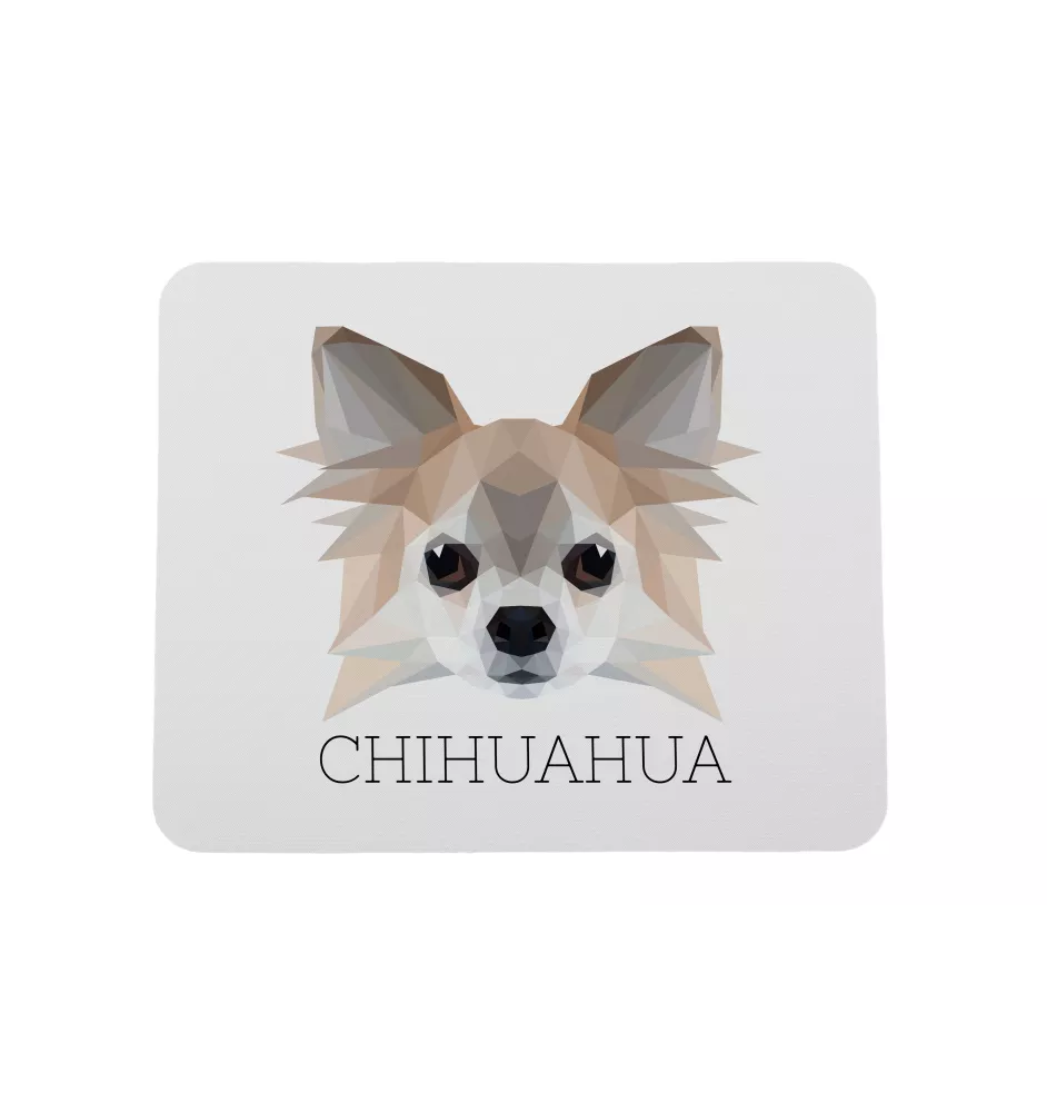 Chihuahua long-haired - geometric mouse pad with a picture and text by Art-Dog