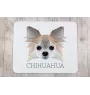 Chihuahua Langhaar - geometrisches Mauspad mit Bild und Aufschrift von Art-Dog