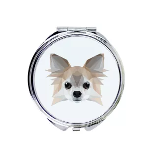 Chihuahua długowłosy lusterko geometryczne Art-Dog