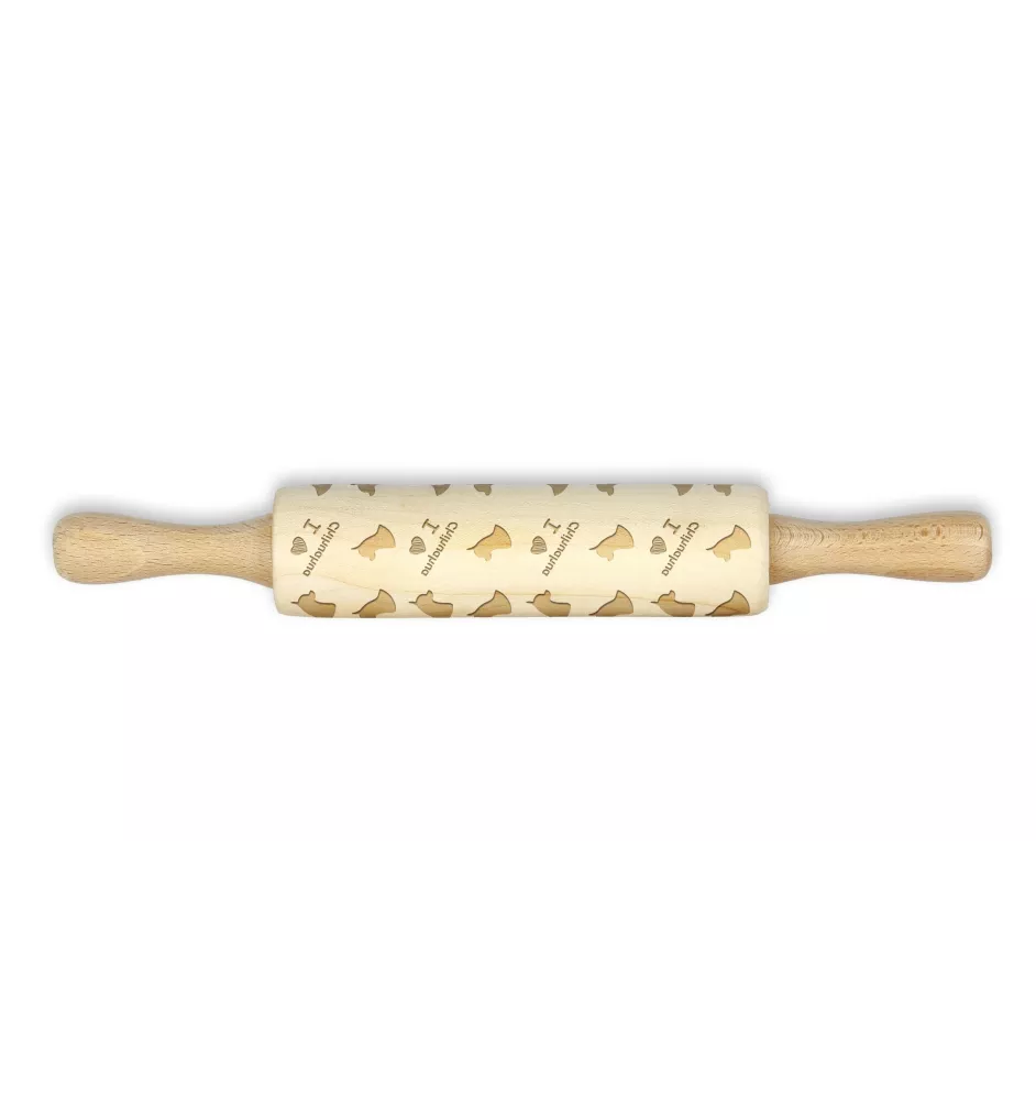 Chihuahua short-haired, Chihuahua smooth - small rolling pin with a dog pattern, a rolling pin for children's dough, decorating ceramic clay by Art-Dog brand