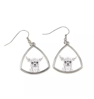 Chihuahua à poil long - boucles d'oreilles avec chien, boucles d'oreilles pendantes avec photo, bijoux personnalisés avec impression de la marque Art-Dog