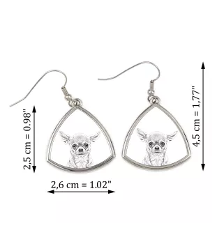 Chihuahua à poil long - boucles d'oreilles avec chien, boucles d'oreilles pendantes avec photo, bijoux personnalisés avec impression de la marque Art-Dog