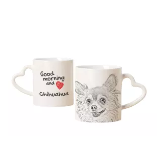 Chihuahua Langhaar - Tasse mit Hund, entzückende Tasse mit herzförmigem Henkel, universelles Geschenk der Marke Art-Dog