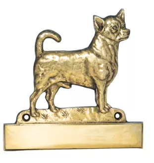 Chihuahua short-haired, Chihuahua smooth - address plaque with a dog, brass nameplate, personalized door sign with the brand name Art-Dog