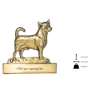 Chihuahua short-haired, Chihuahua smooth - address plaque with a dog, brass nameplate, personalized door sign with the brand name Art-Dog