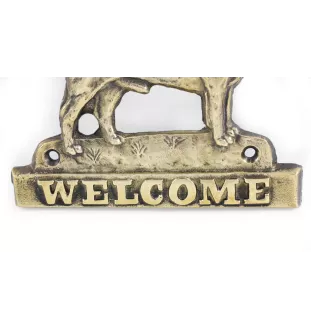 Chihuahua à poil court - une plaque de porte avec un chien, une plaque de bienvenue en laiton, une enseigne exceptionnelle avec l'inscription Welcome de la marque Art-Dog