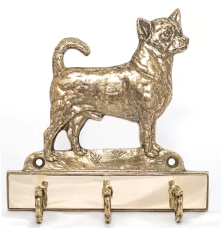 Chihuahua short-haired, Chihuahua smooth - key holder with a dog, brass handle for dog accessories, an elegant decoration for the hallway from the Art-Dog brand.