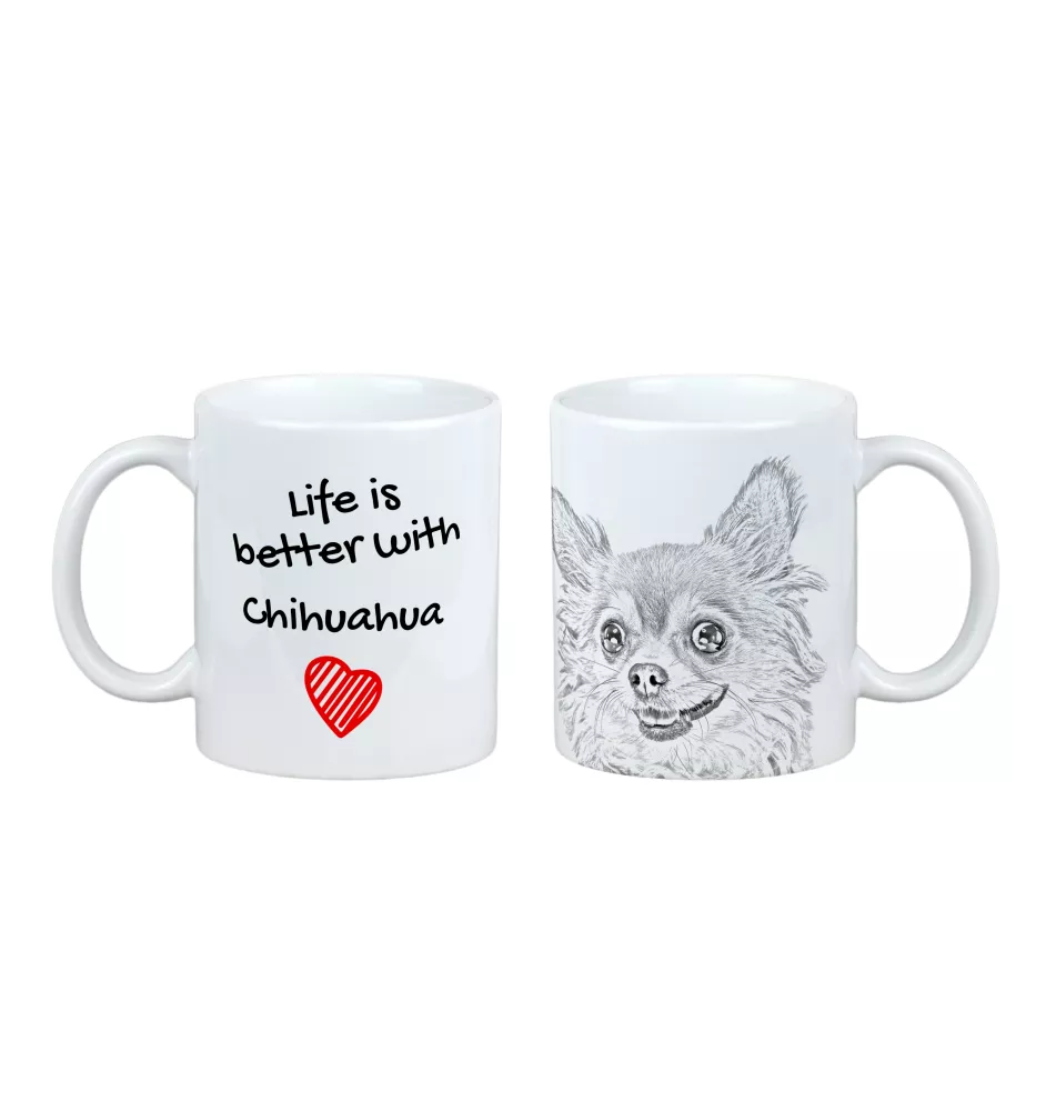 Chihuahua à poil long - tasse avec chien, tasse avec photo, cadeau personnalisé de la marque Art-Dog