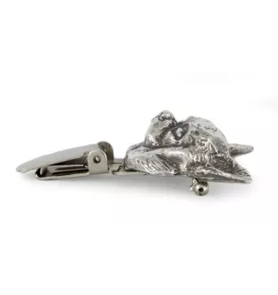 Chihuahua Kurzhaar I - Brosche mit Clip, Startnummernhalter, versilberte Anstecknadel für Hundeausstellungen der Marke Art-Dog