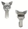 Chihuahua short-haired, Chihuahua smooth I - brooch with a clip, holder for a start number, silver-plated dog show pin from the Art-Dog brand