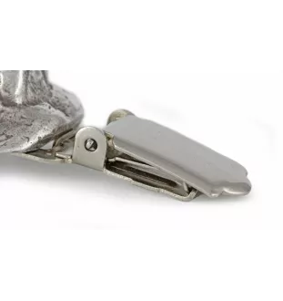 Chihuahua Kurzhaar I - Brosche mit Clip, Startnummernhalter, versilberte Anstecknadel für Hundeausstellungen der Marke Art-Dog