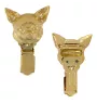 Chihuahua short-haired, Chihuahua smooth I - brooch with a clip, gold-plated holder for a race number, elegant dog show pin from Art-Dog brand