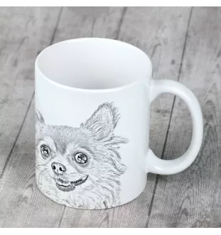 Chihuahua à poil long - tasse avec chien, une tasse adorable avec une illustration, un cadeau avec votre photo de la marque Art-Dog