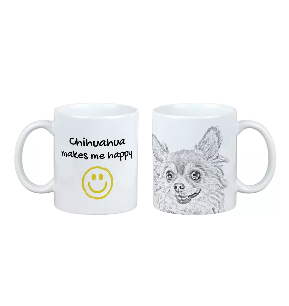 Chihuahua long-haired - cup with a dog, cheerful cup for a dog lover, personalized gift from the Art-Dog brand