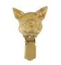 Chihuahua short-haired, Chihuahua smooth I - brooch with a clip, gold-plated holder for a start number, a gift for a dog show by Art-Dog brand.