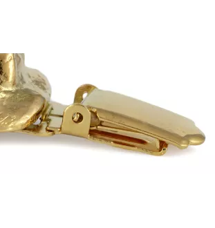 Chihuahua short-haired, Chihuahua smooth I - brooch with a clip, gold-plated holder for a start number, a gift for a dog show by Art-Dog brand.