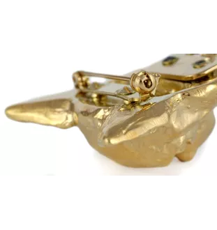 Chihuahua short-haired, Chihuahua smooth I - brooch with a clip, gold-plated holder for a start number, a gift for a dog show by Art-Dog brand.
