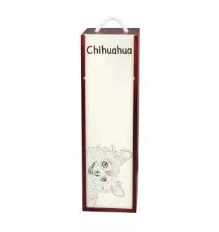 Chihuahua Langhaar - Weinbox mit Hund, Alkoholbox mit Grafik, personalisierte Geschenkbox der Marke Art-Dog