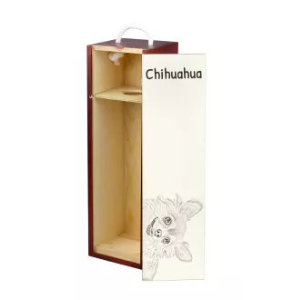 Chihuahua długowłosy pudełko na wino z psem Art-Dog