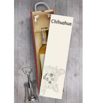 Chihuahua długowłosy pudełko na wino z psem Art-Dog