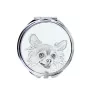 Chihuahua Langhaar - Taschenspiegel mit Hund, personalisierter Taschenspiegel, kompakter Spiegel mit Art-Dog-Logo