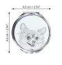 Chihuahua Langhaar - Taschenspiegel mit Hund, personalisierter Taschenspiegel, kompakter Spiegel mit Art-Dog-Logo