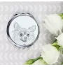 Chihuahua long-haired - Pocket mirror with a dog, personalized mirror for a purse, compact mirror with Art-Dog brand print.