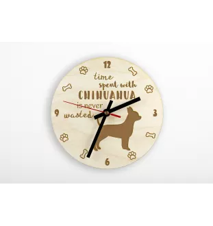 Chihuahua à poil court - horloge avec chien, horloge en bois, horloge murale pour les amoureux des chiens, horloge de bureau et étagère, Art-Dog