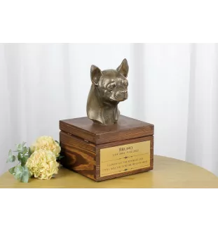 Chihuahua short-haired, Chihuahua smooth I - urn for dog ashes with a statuette, small urn for a dog, personalized urn with a bust of a dog by Art-Dog brand