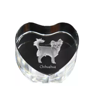 Chihuahua short-haired, Chihuahua smooth - a photo of a dog in crystal, crystal heart, unique photo frame from the Art-Dog brand