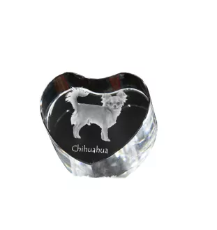 Chihuahua Kurzhaar - Hundebild im Kristall, Kristallherz, einzigartiger Bilderrahmen der Marke Art-Dog