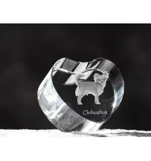 Chihuahua short-haired, Chihuahua smooth - a photo of a dog in crystal, crystal heart, unique photo frame from the Art-Dog brand