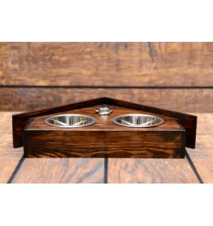 Chihuahua short-haired, Chihuahua smooth - wooden stand with bowls for a dog, decorative dog bowls, a gift for adopting a dog from the Art-Dog brand