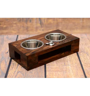 Chihuahua short-haired, Chihuahua smooth - wooden stand with bowls for a dog, steel dog bowls, a gift for adopting a dog from the Art-Dog brand