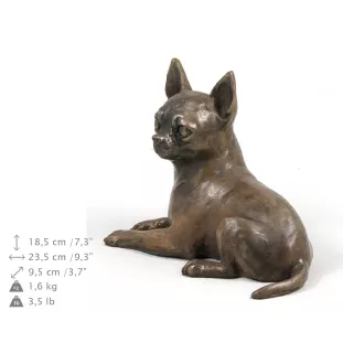 Chihuahua à poil court - statuette de chien, figurine sur un socle blanc, trophée pour exposition de chiens de la marque Art-Dog
