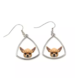Chihuahua short-haired, Chihuahua smooth - earrings with a picture and the inscription geometric dog Art-Dog