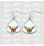Chihuahua à poil court - boucles d'oreilles avec une photo et un motif de chien géométrique Art-Dog
