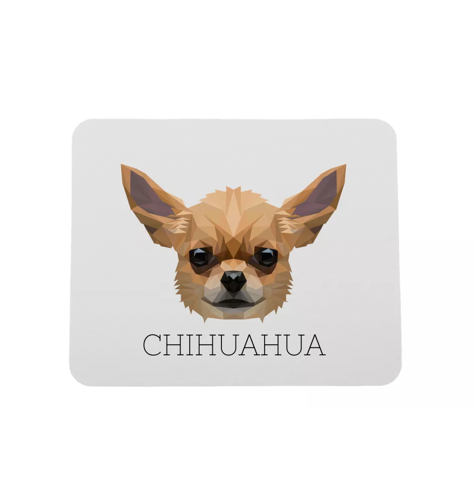 Chihuahua à poil court - tapis de souris géométrique avec photo et inscription Art-Dog